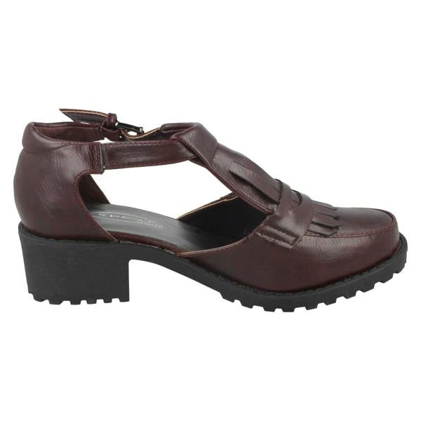 Spot On Ladies Spot On Loafer Inspired Block Heel Buckle Shoes F9728