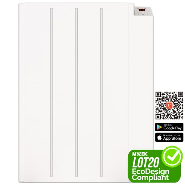 MYLEK Electric Radiator Panel Heater WIFI Smart APP Eco 600W Bathroom Safe Wall Mounted Timer Thermostat