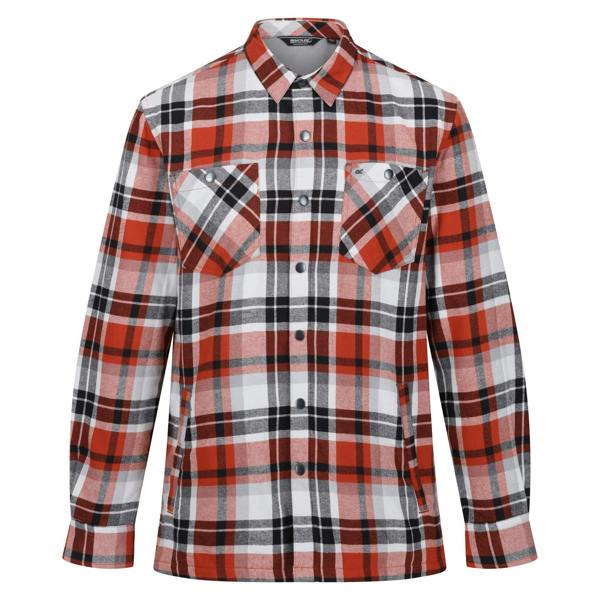 Regatta Mens Thamos Checked Long-Sleeved Shirt - Burnt Henna/Storm Grey - 