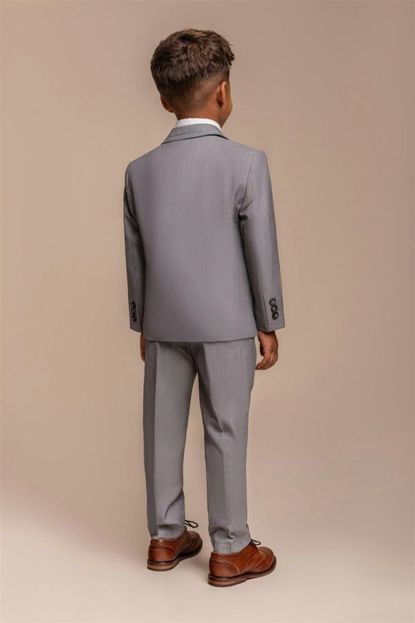 Boys Reegan Grey Three Piece Suit Back