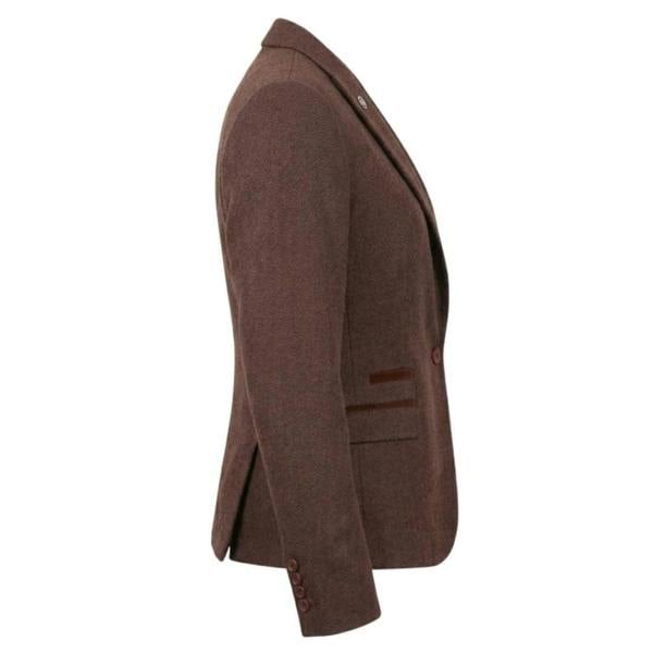 IMW-04 - Women's Brown Tweed Herringbone Blazer Waistcoat-TruClothing