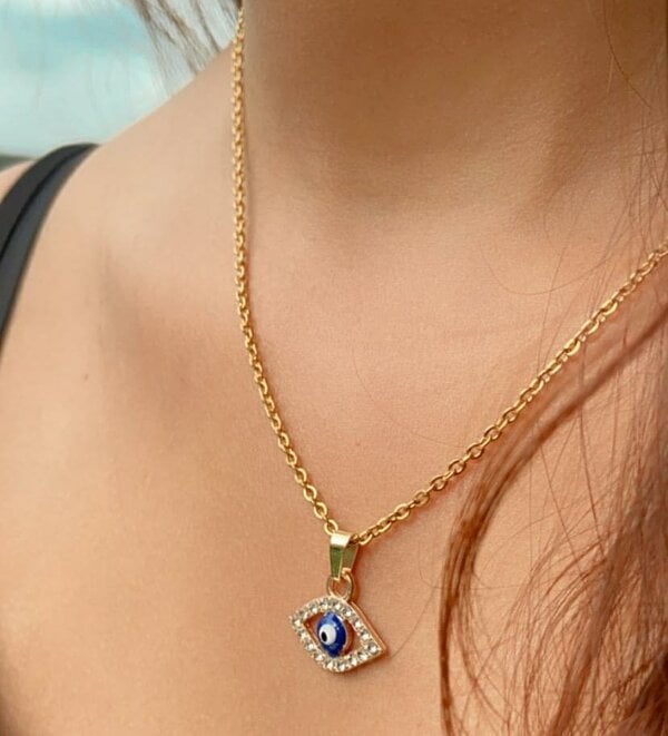 The Colourful Aura Evil Eye Zircon Minimalist Adjustable Turkish Boho Charm Pendant Necklace