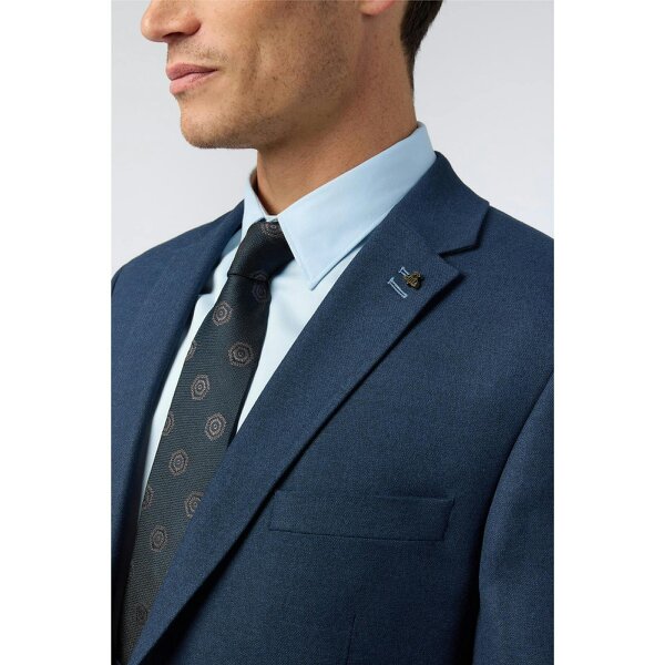 Antique Rogue Regular Fit Navy Texture Stretch Jacket