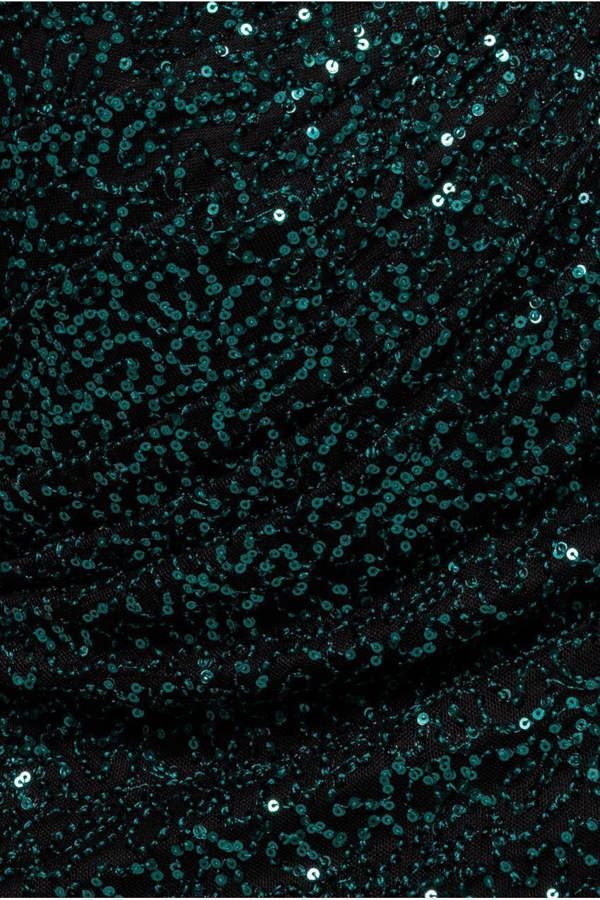 Sequin Cowl One Shoulder Midi Dress - Emerald Green DR4529