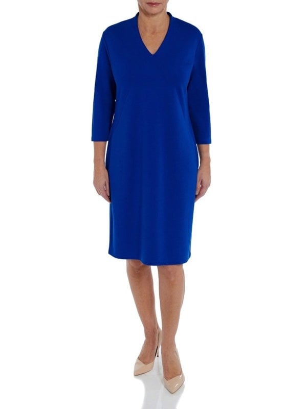 PennyPlain High Back V-neckline Dress - Sapphire