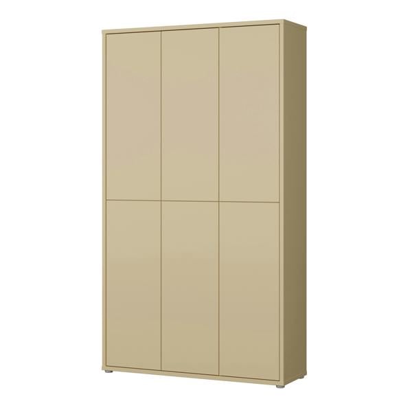Furniture To Go Alice Springs Tall Shoe Cabinet with 6 Doors Push-to-Open in Butter Yellow