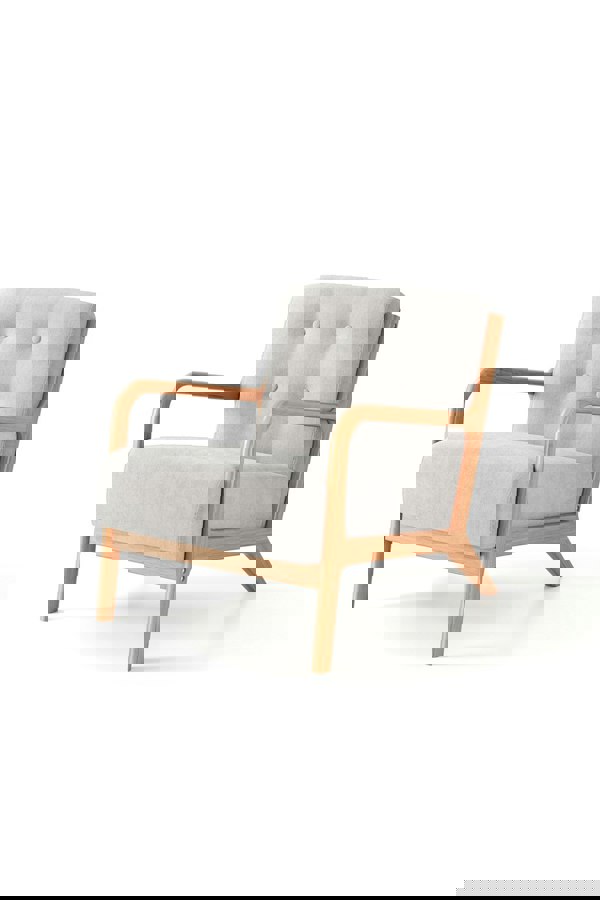 Living and Home Wooden Frame Upholstered Tufted Armchair