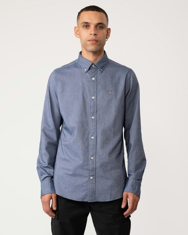 GANT Mens Slim Fit Long Sleeve Oxford Shirt - 423 Persian Blue