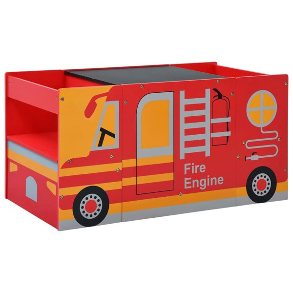 Berkfield 3 Piece Kids Chair Table Set Fire Truck Design Wood