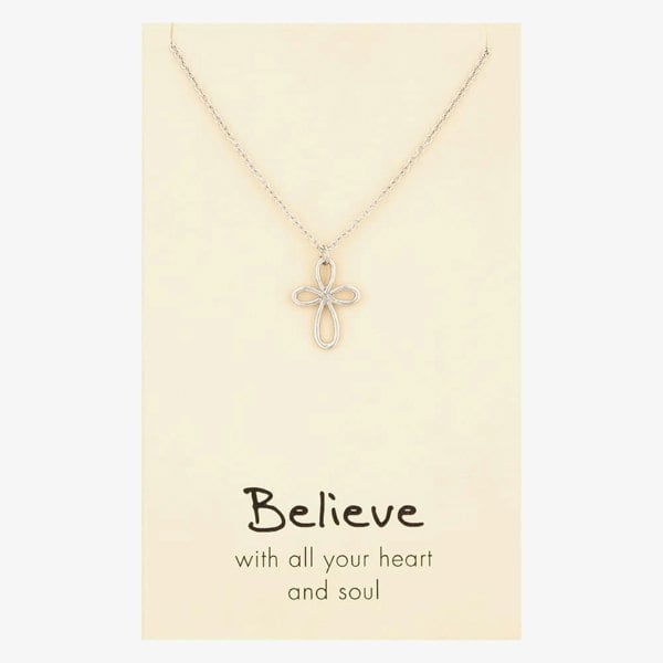 T. H. Baker Sentiments Believe With All Your Heart and Soul Palm Cross 17485