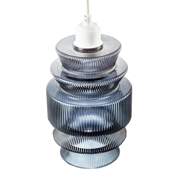 Smoked Ribbed Glass Pendant Lamp Shade with Stacked Multi-Tiered Shape Image 3