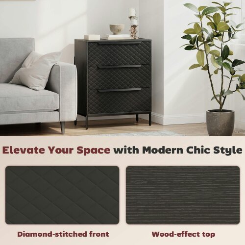 Wyld Haus Salimo Metal Black 3 Fabric Drawer Storage Dresser
