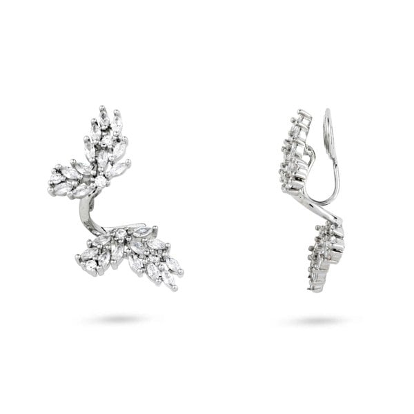 Gold Trip Crystal Leaf Clip On Earrings