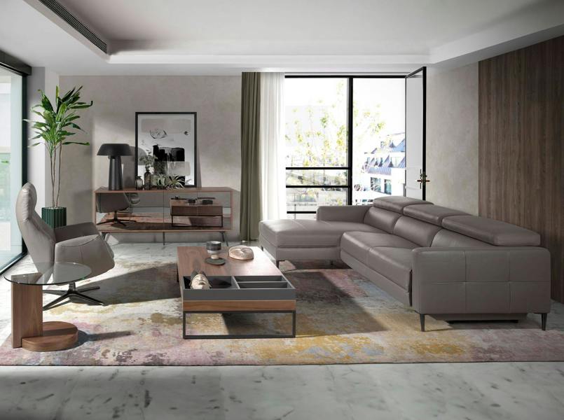 Angel Cerdá Relax corner sofa in dark grey leather 6125/6126
