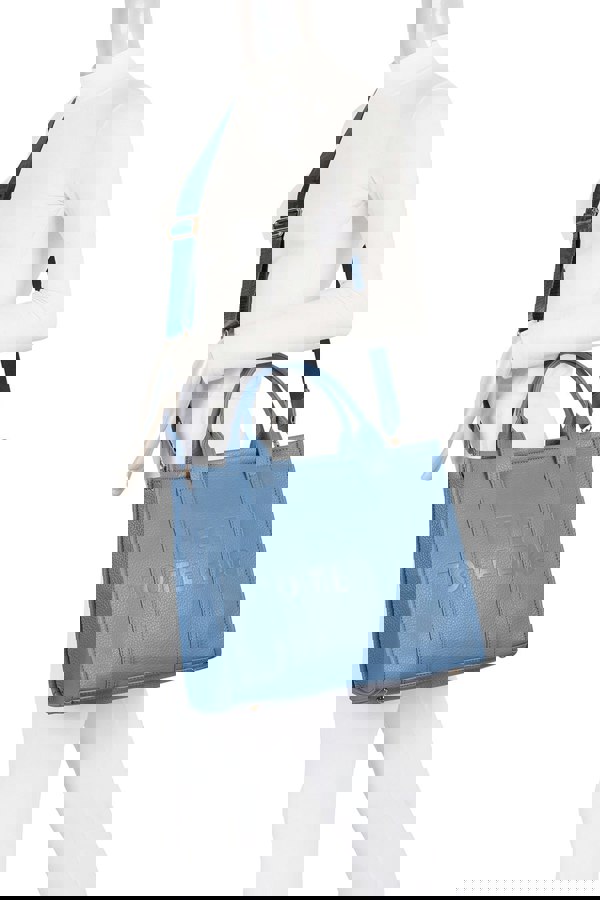 Kitise Vegan Leather Travel Tote Bag Embossed Wide Shoulder Strap