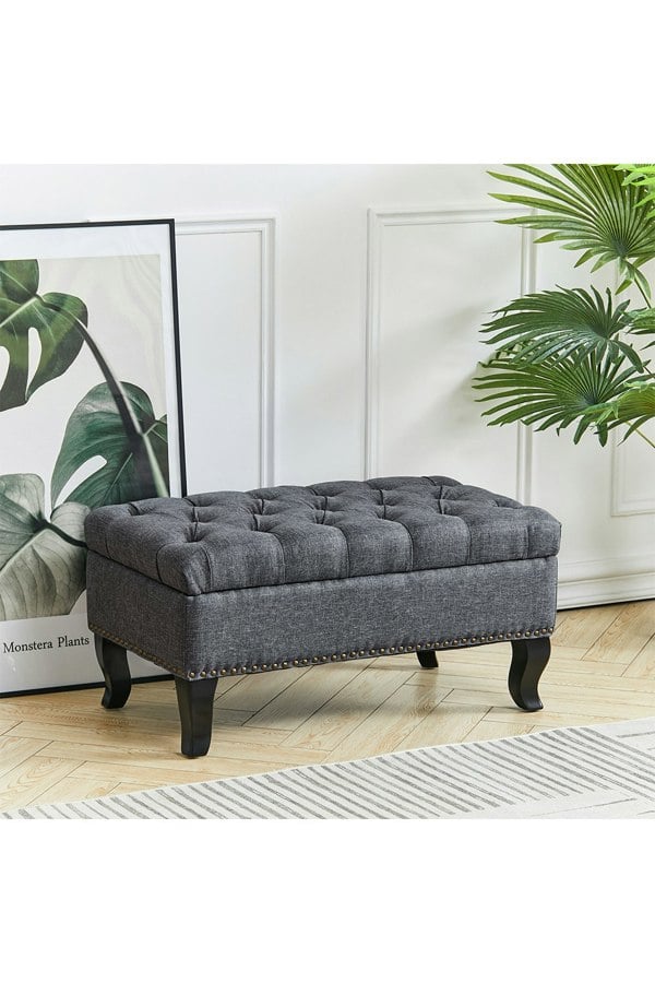 Living and Home Tufted Rectangle Ottoman Footstool