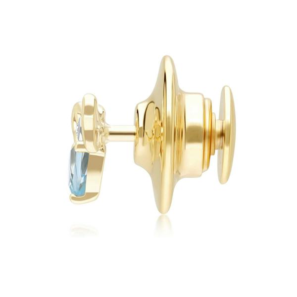 Gemondo Honeycomb Art Nouveau Pear Shape Topaz and Diamond Bee Pin in 9ct Yellow Gold
