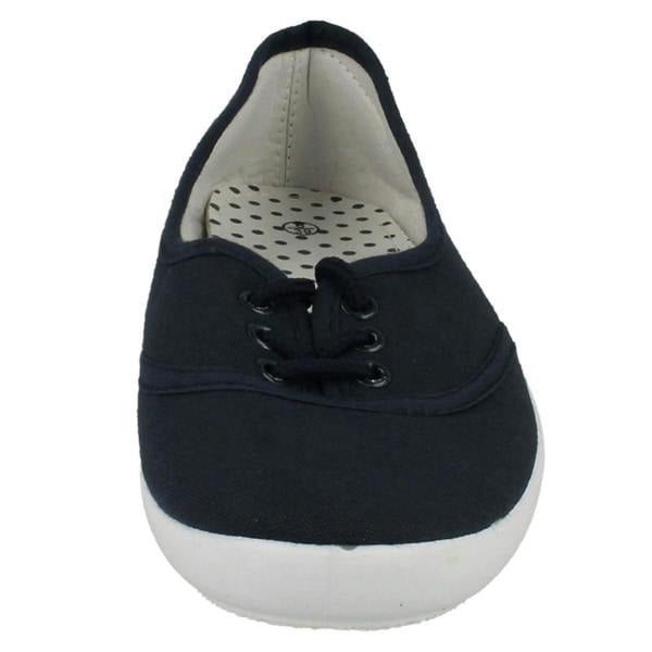Spot On Ladies Spot On Canvas Flat Ballerina Pumps F8854