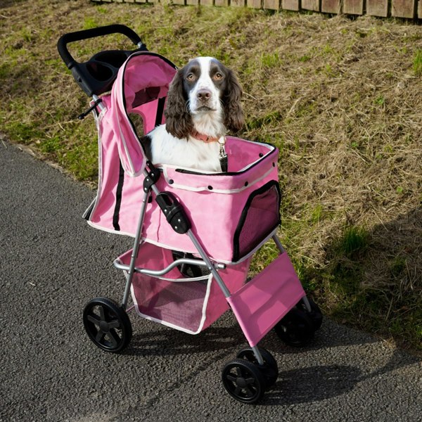 Monstershop Pet Stroller with Rain Cover – Pink