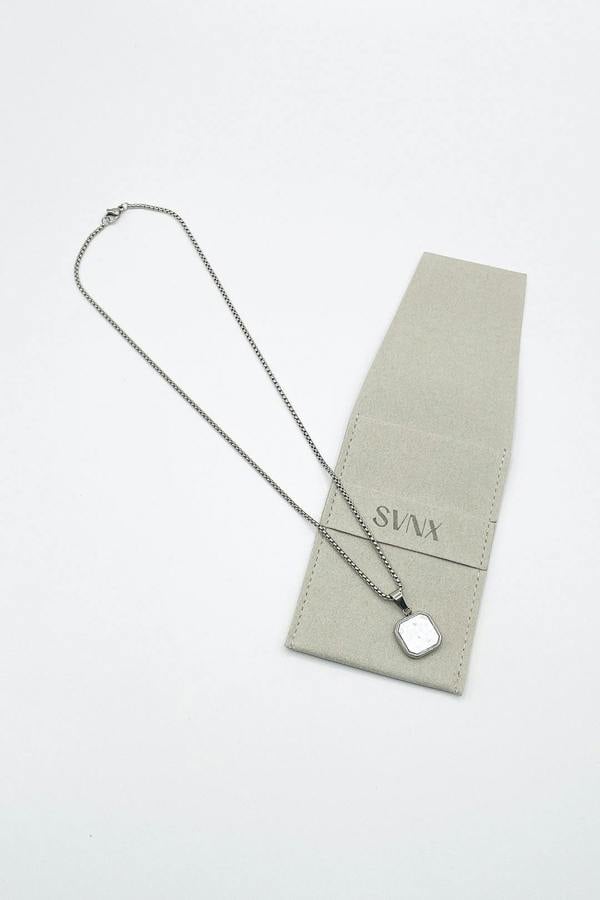 SVNX Seashell Square Pendant Necklace in Silver