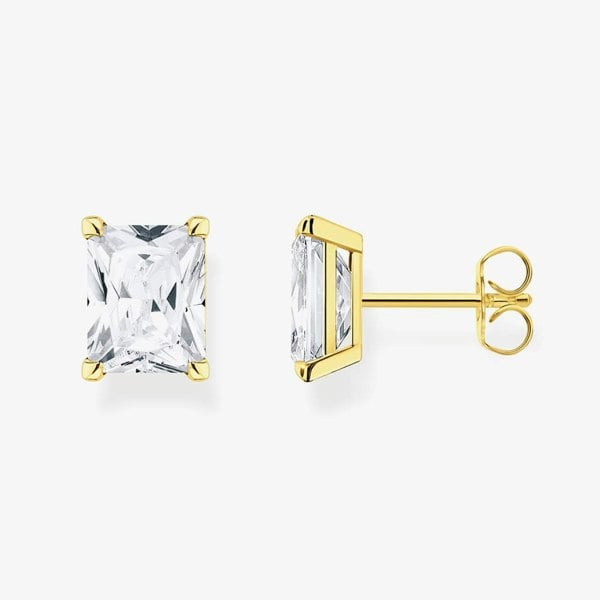 THOMAS SABO Gold Plated White Stone Stud Earrings H2201-414-14