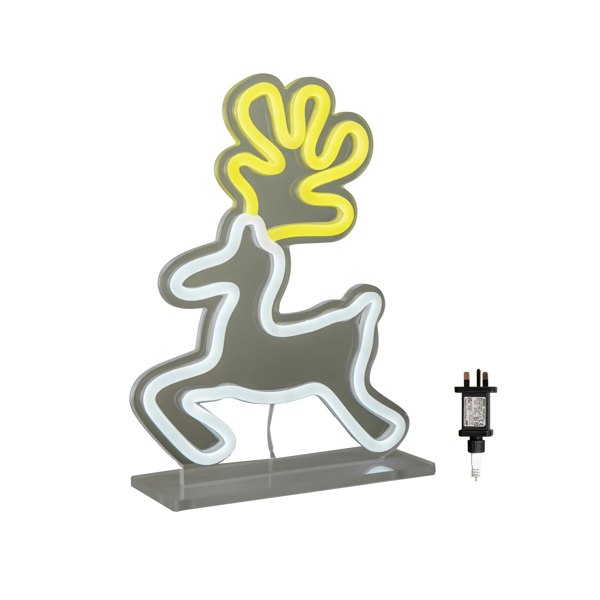 Samuel Alexander 25cm Light up Christmas Reindeer Table Top Neon Sign