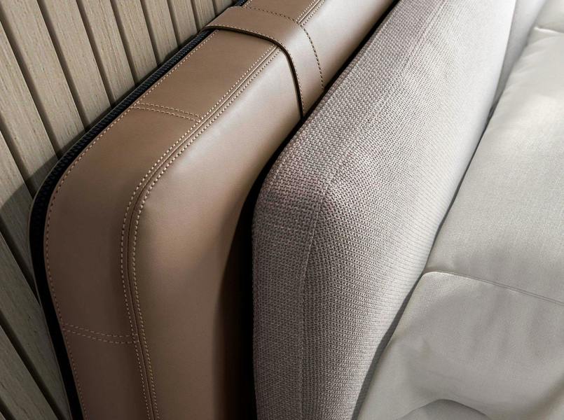 Angel Cerdá Mink Leatherette and Grey Fabric Bed 7154