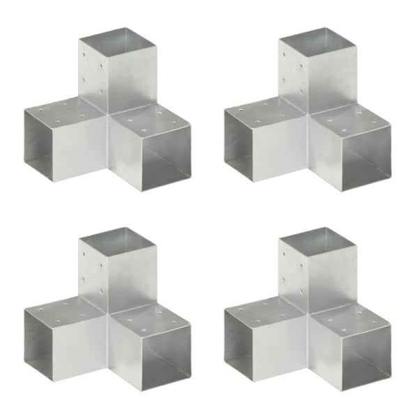 Berkfield Post Connectors 4 pcs Y Shape Galvanised Metal 91x91 mm