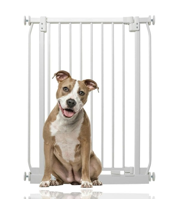 Bettacare Extra Tall Elite Narrow Dog Gate, 65.5cm - 74.5cm, Matt White, Extra Tall 96.8cm in Height, Pressure Fit Pet Gate