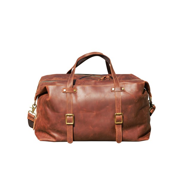 Touribag Large Genuine Leather Holdall - Light Brown