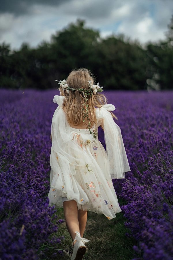 flower girl walking away