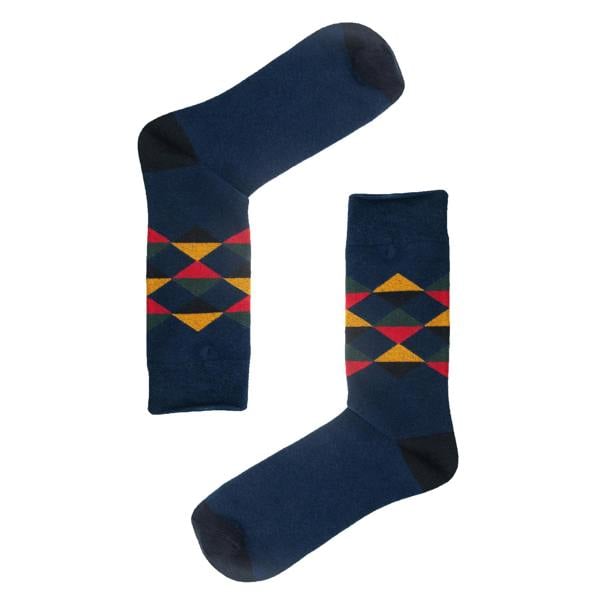 Jemsox Multi Diamond Pattern Organic Cotton Mens Socks | Comfort Welt Top