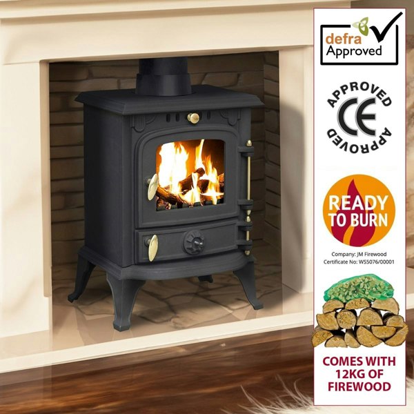 RoyalFire Royal Fire 4.5kW Cast Iron Multifuel Stove + Firewood Starter Kit