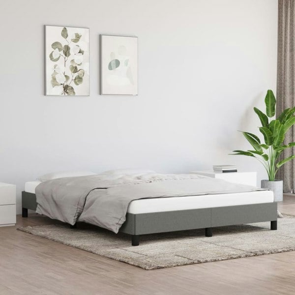 Berkfield Bed Frame Dark Grey 135x190 cm 4FT6 Double Fabric