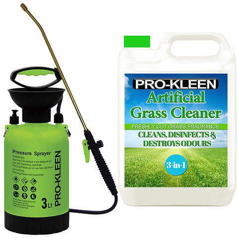 ProKleen Pro-Kleen 3L Pump Sprayer with Pro-Kleen Artificial Grass Cleaner 5L Fresh Cut Grass Fragrance