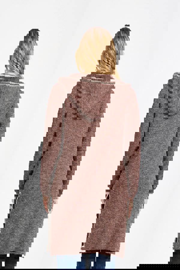 Blanket Stitch Cardigan With Hood