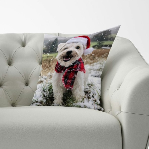 Warren Reed Christmas Dandie Dismount Terrier Cushion