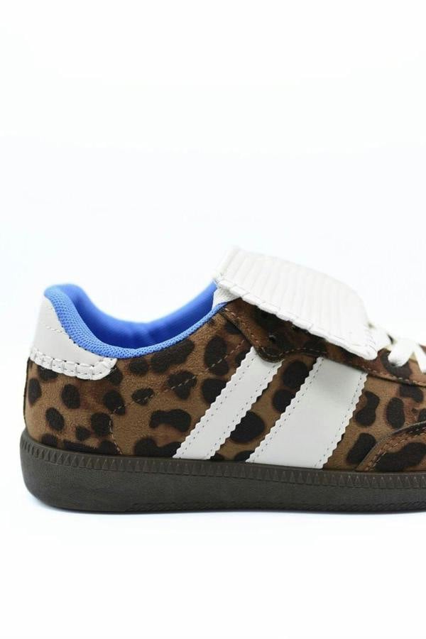 Johanna Lace-up Flip Tongue Round Toe Trainers - Leopard