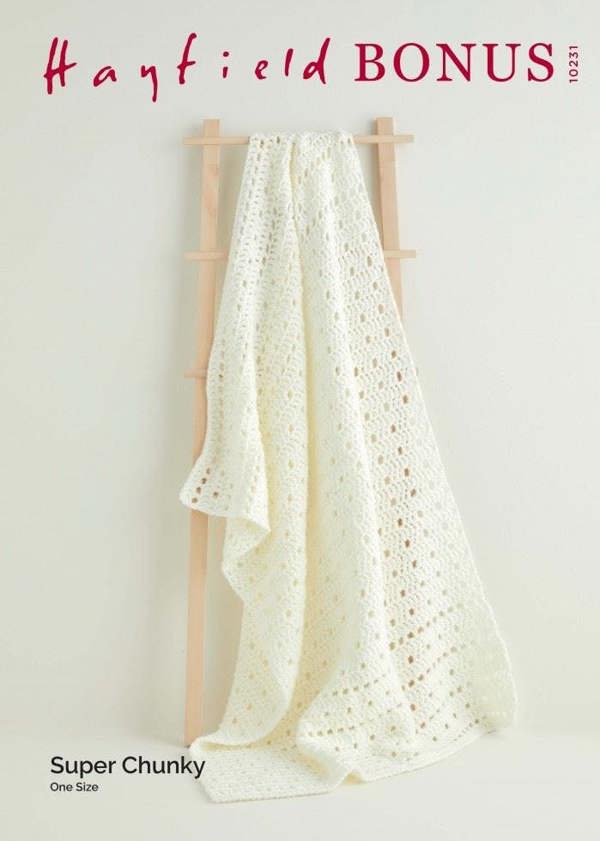 Hayfield Bonus Super Chunky Crochet Pattern 10231, Blankets One Size