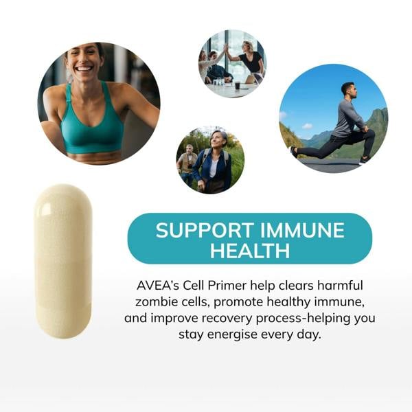AVEA Cell Primer (60 Capsules) - Repair Oxidative Stress, Improve Metabolism & Support Immunity - With Quercetin, Selenium & Wheat Germ Extract - Vegan
