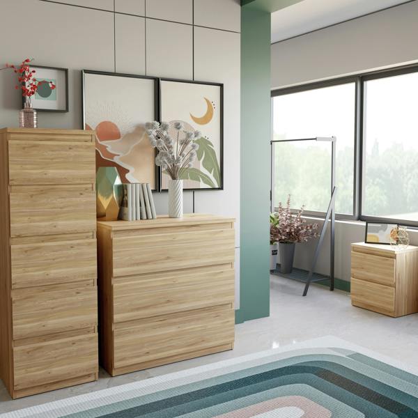 Furniture To Go Edmore 3 Drawer Bedside Table in Mauvella Oak