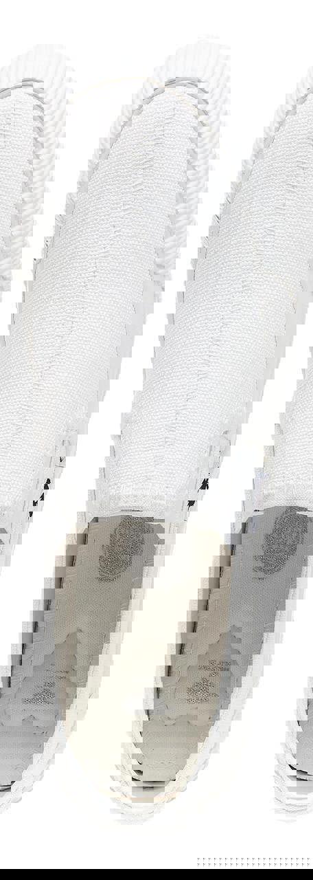 Rocket Dog Cheeryful Womens Slip On Casual Trainers Shoe, front view of the white slip-on sneaker showing its textured fabric upper, elastic side panels, and cushioned interior.