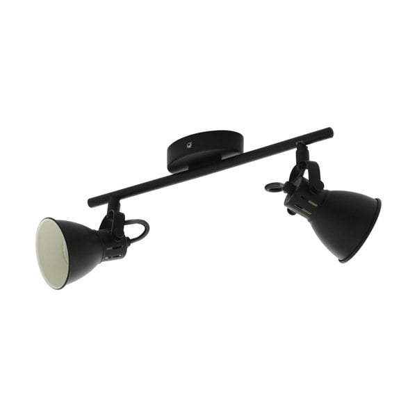 Flush Ceiling Light 2 Spots Colour Black Steel Bulb GU10 2x3.3W Included Loops
