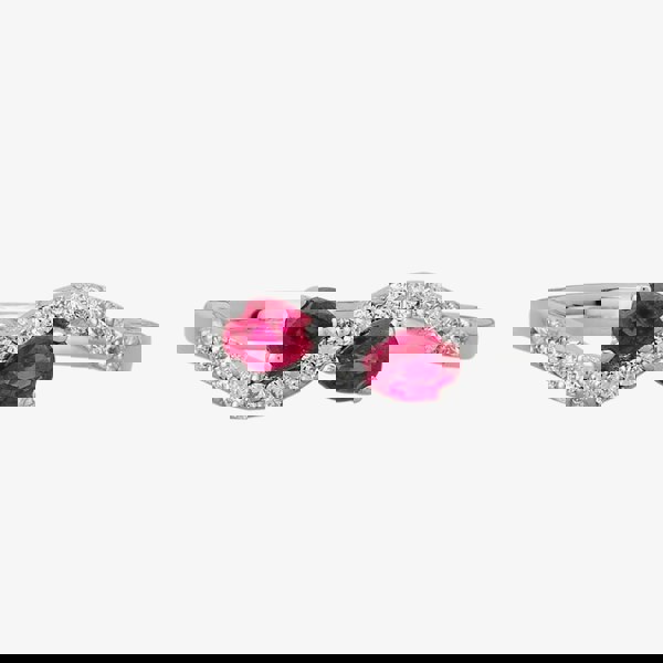 T. H. Baker 18ct White Gold Ruby and Diamond Wave Ring 9719/18W/DQ7R-0.13CT N