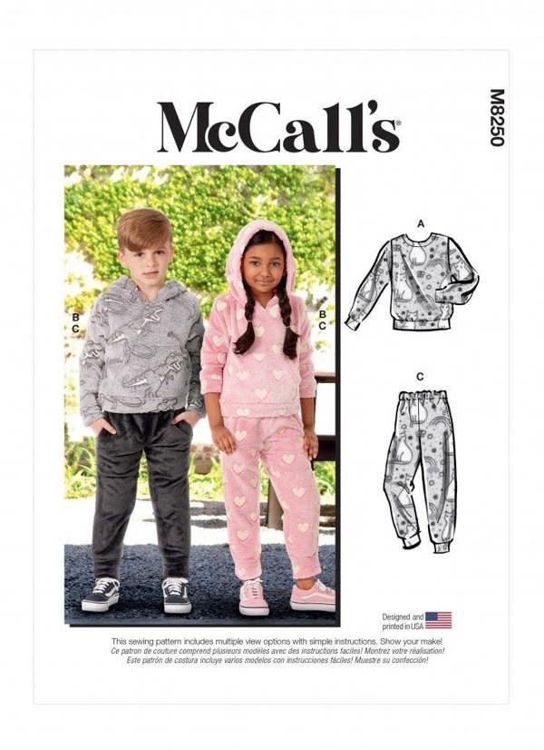 McCalls 8250 Paper Sewing Pattern – Kids' Top, Trousers, Hoodie & Sweater, Size 3-8, Easy
