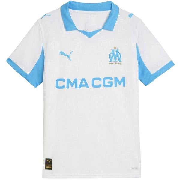 Puma Childrens/Kids 25/26 Olympique De Marseille FC Football Shirt - White/Blue - 