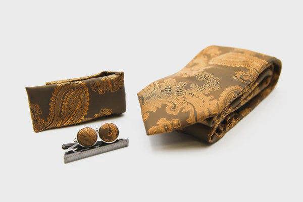 Paul Andrew Paisley Tie - Brown/Gold