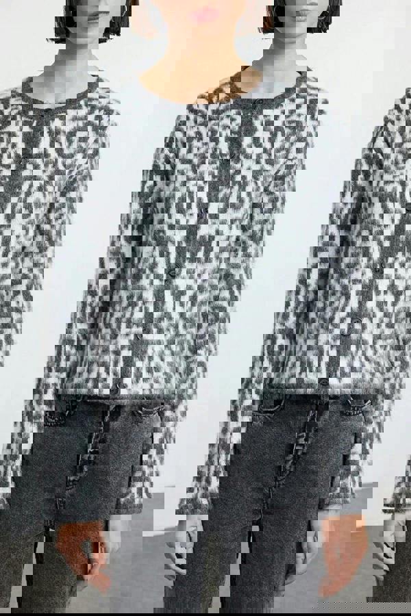 WOVCOR Leopard Print Knit Cardigan