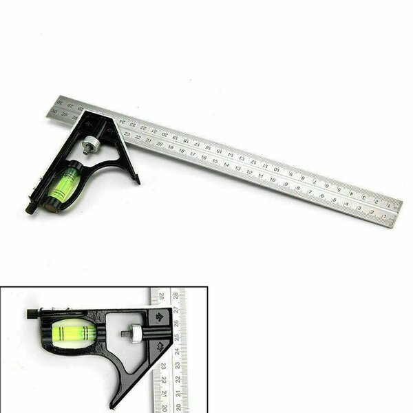 ATEK 300mm Combination Square Ruler with Spirit Level 45° 90° Adjustable Measuring Tool for Carpentry DIY