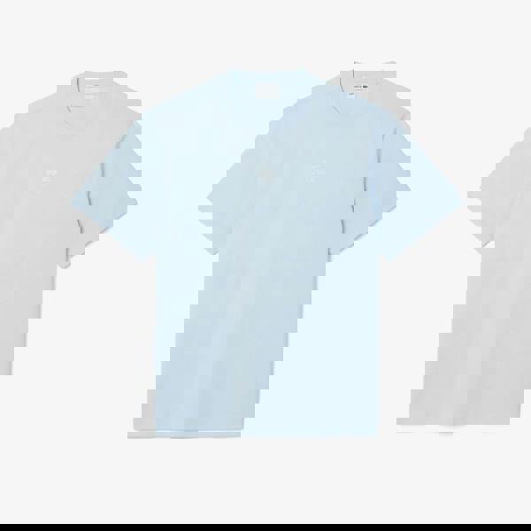 Lacoste Unisex Adult Printed Signature Cotton T-Shirt - Blue - 